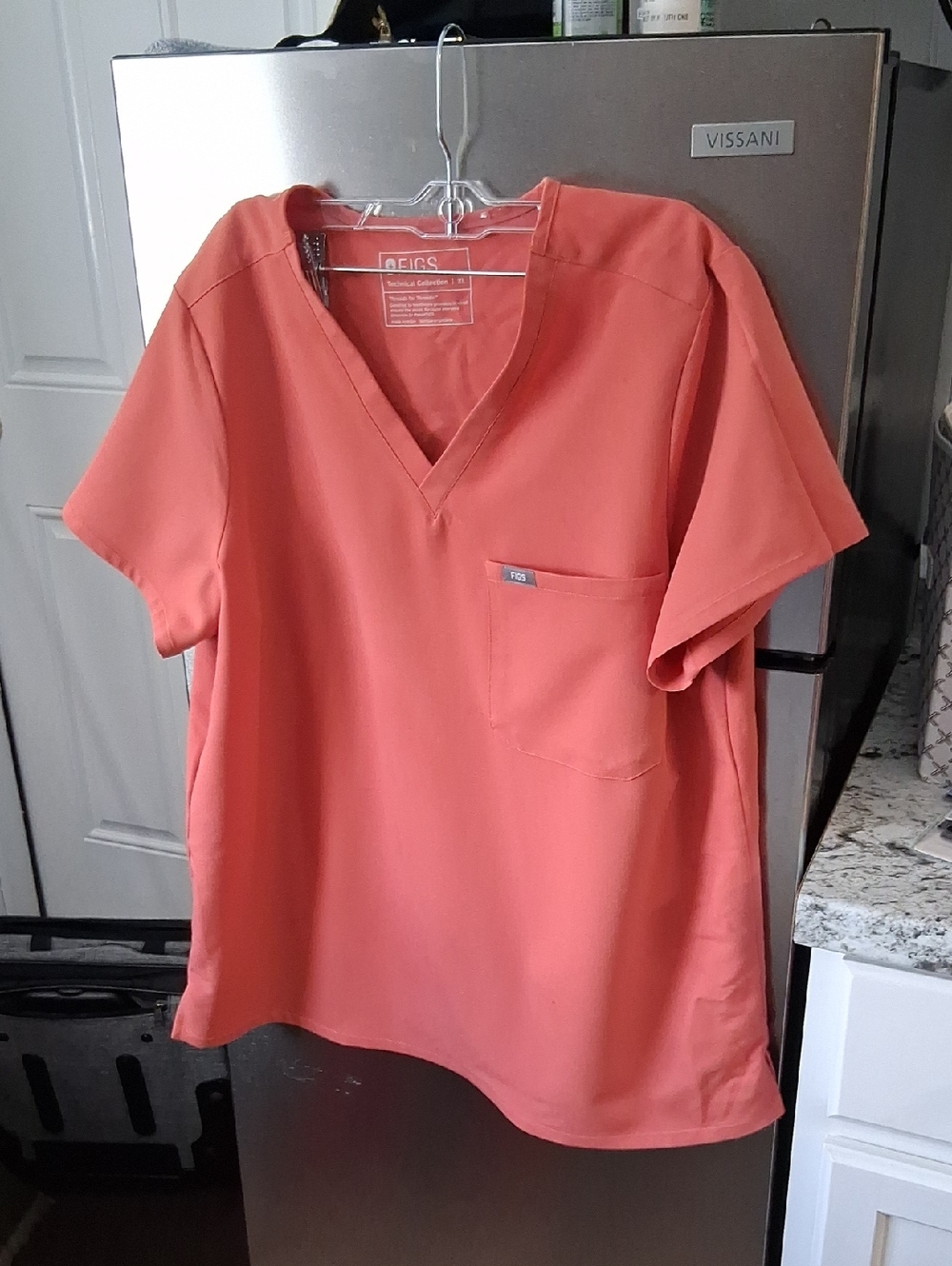 FIGS Women’s V-Neck Scrub Top in Coral
